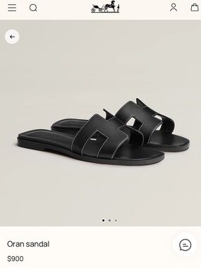 Hermes Black Oran Sandals - Noir
